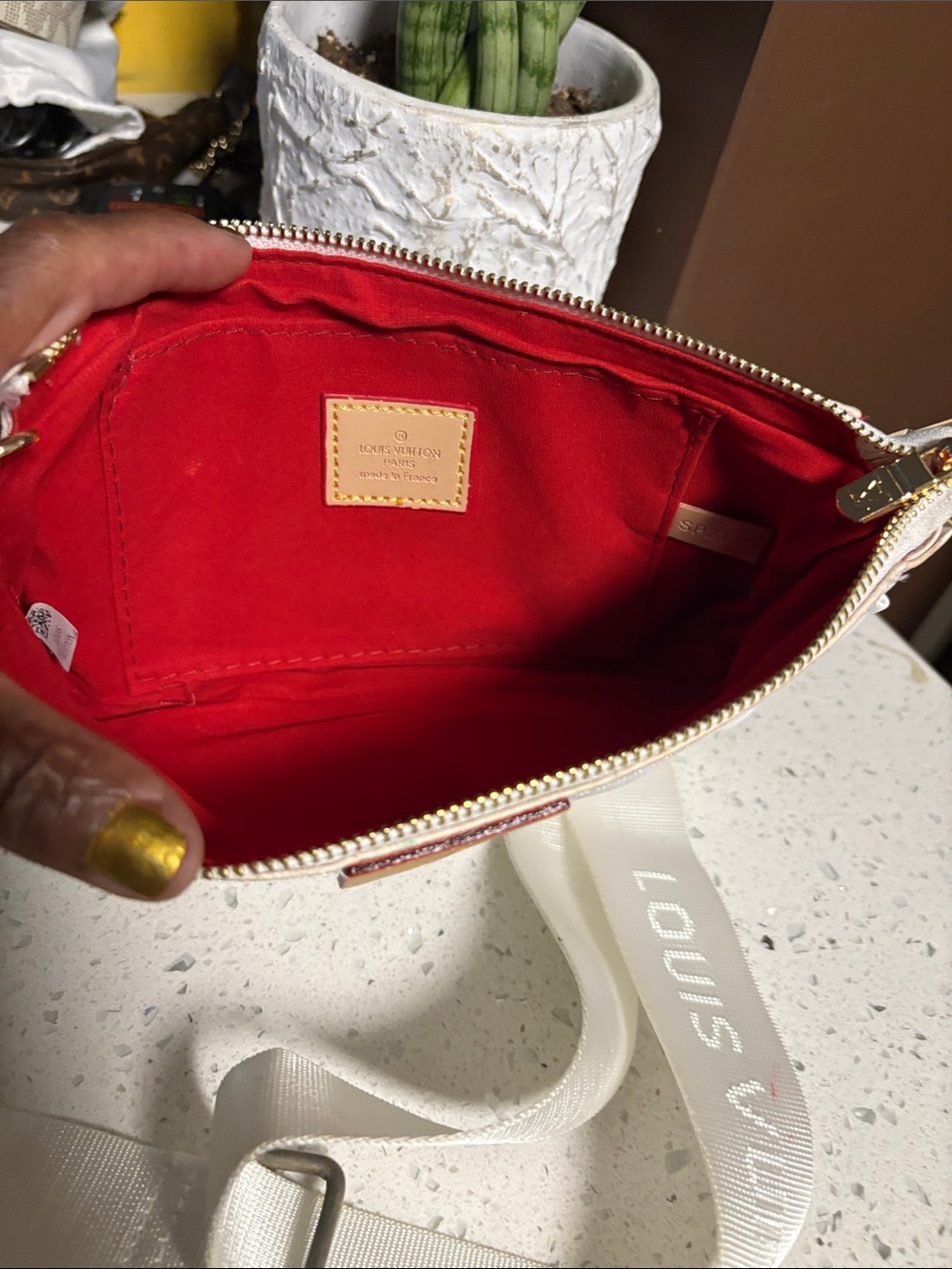 White Designer Monogram Crossbody Bag - Picture 6 of 8